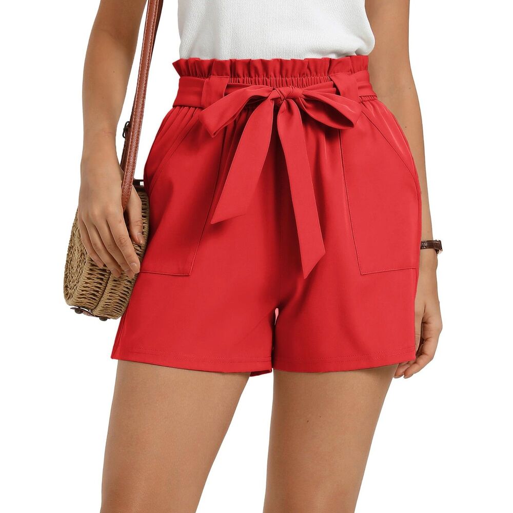 Bowknot Tie Waist Summer Casual Shorts, Medium, 7J-197B006